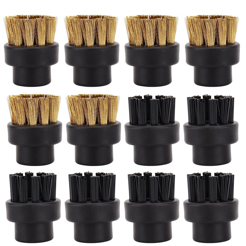 BeiLan Small Brass and Nylon Brushes - Heavy Duty and Hard to Reach Places and Precision Cleaning Accessories Fit for Dupray Steam Cleaners - 12 Pack Steam Cleaner Attachments Brush Head - Image 1
